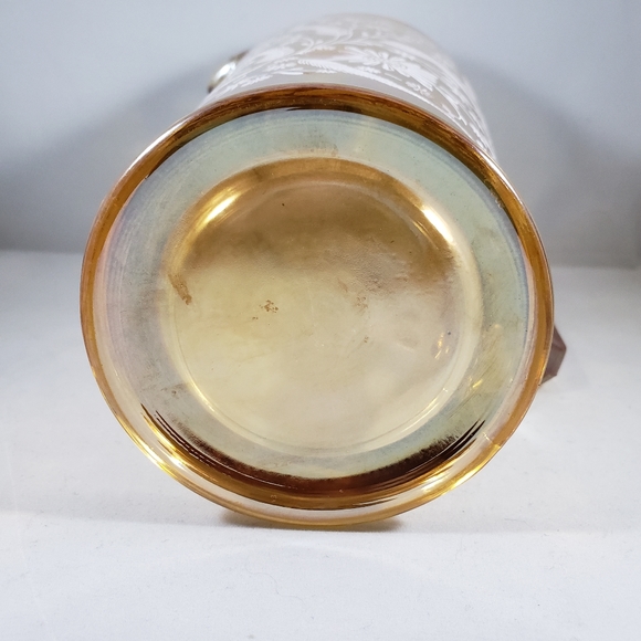 Jeanette Cosmos Carnival Glass Pitcher in Marigold - Picture 4 of 6